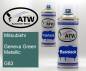 Preview: Mitsubishi, Geneva Green Metallic, G83: 400ml Sprühdose + 400ml Klarlack - Set, von ATW Autoteile West.